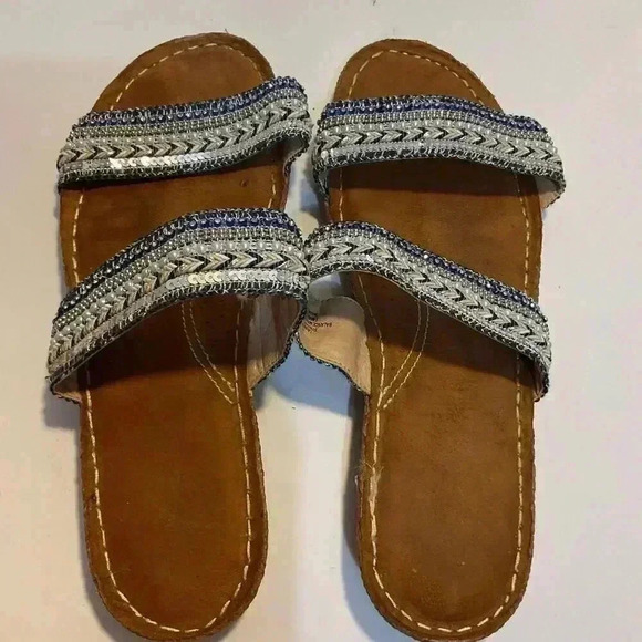 Laurel-4204 11W embellished with beads and jewels slip on strappy sandals - Picture 1 of 7